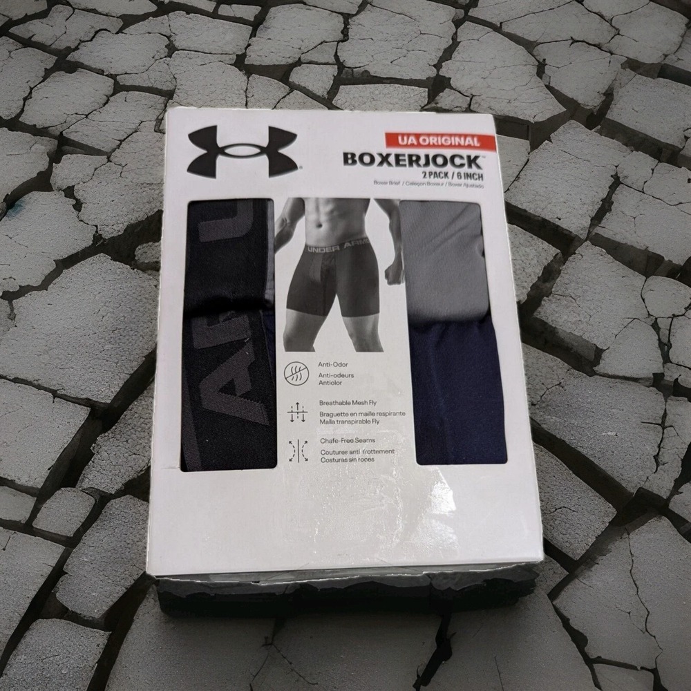 Under Armour UA Original BoxerJock Mens Size 5XL Blue & Gray 6" Inch Inseam